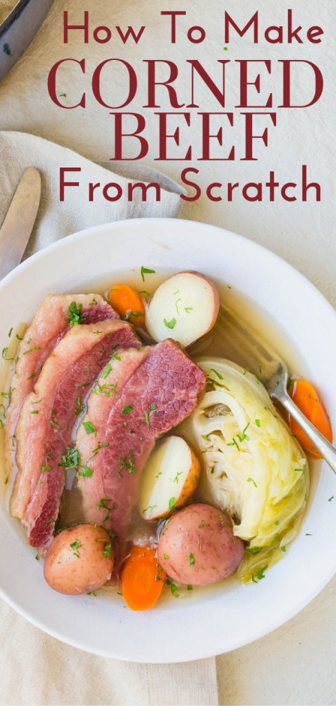 Instead of store-bought, make your own corned beef brine. The easy beef brine recipe makes the best corned beef from scratch. Perfect for St. Patrick's Day! #cornedbeeffromscratch #cornedbeefbrine #beefbrinerecipe