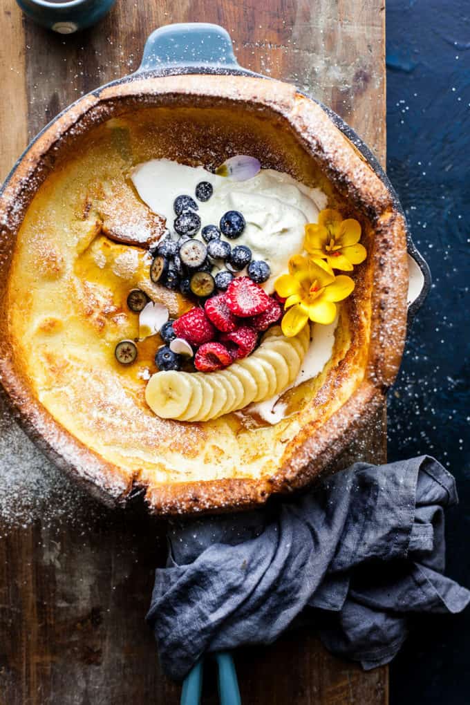 Light and Fluffy Fruit and Maple Buttermilk Dutch Baby Pancake