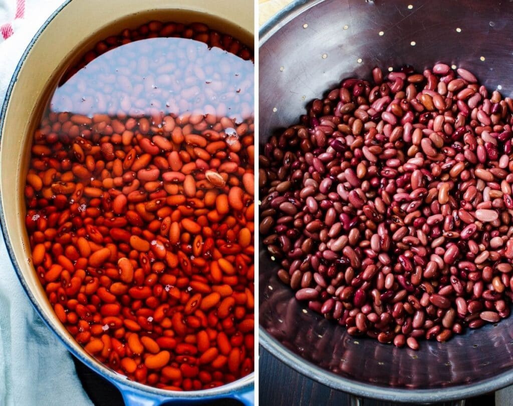soaking the red beans until they plump.