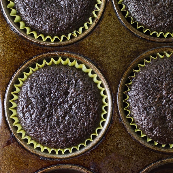 baked chocolate cupcakes.