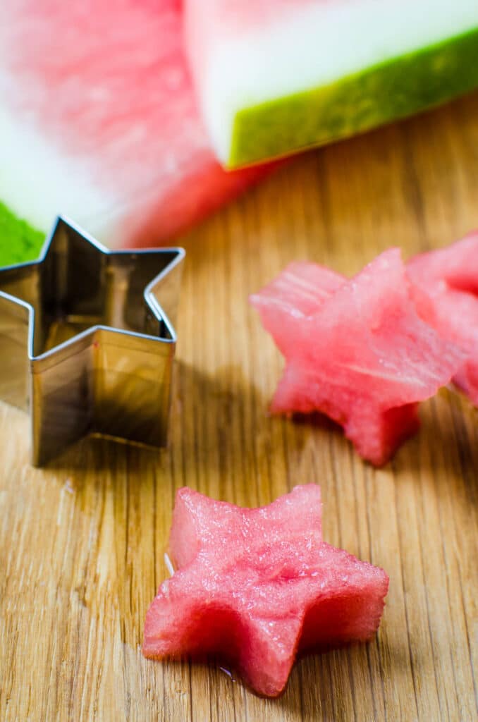 cutting watermelon into star shapes. 