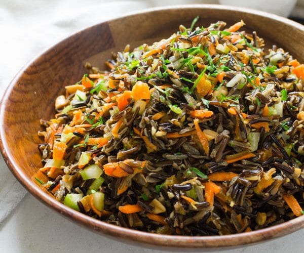 Asian Wild Rice Salad with Ginger Soy Dressing