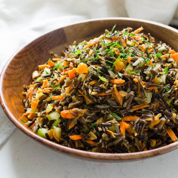 Asian Wild Rice Salad with Ginger Soy Dressing