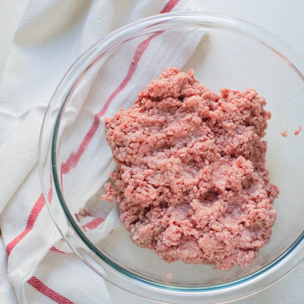 ground beef mixed with ice water.