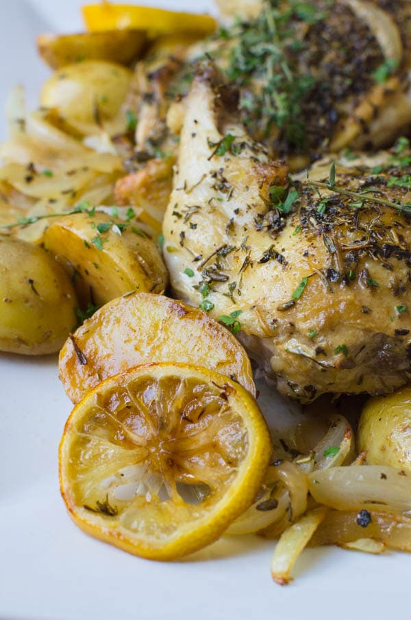 closeup of Pan Roasted Chicken Breasts with Dijon Sauce