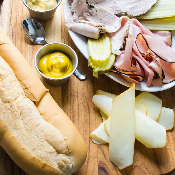 ingredients for Cuban Sandwich.
