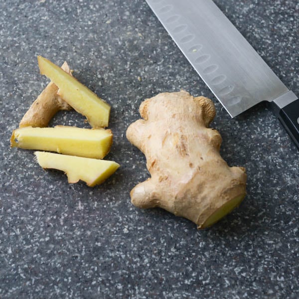 cutting ginger.
