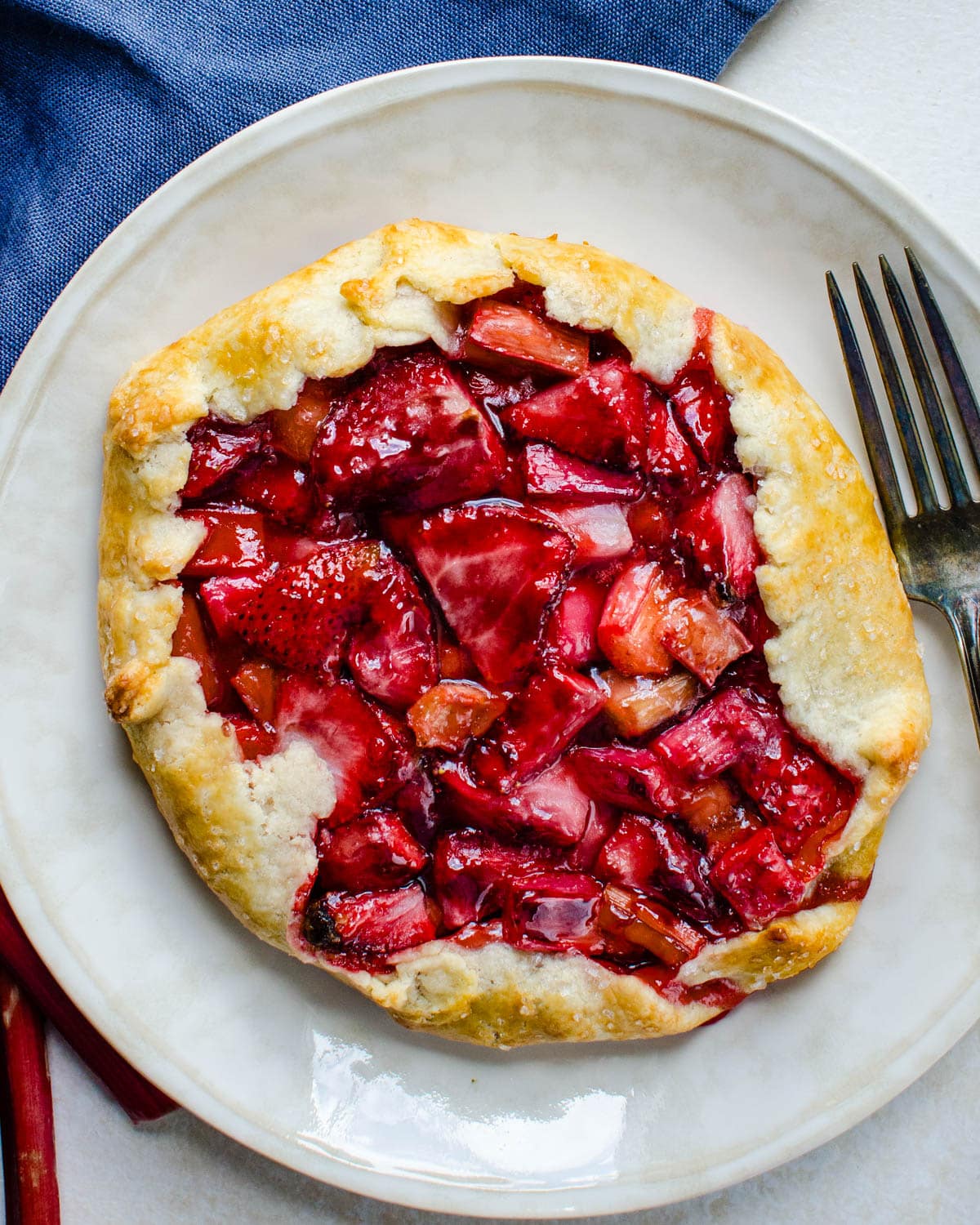 Serving the strawberry rhubarb galette.