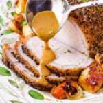 The baked pork loin recipe with pan gravy.
