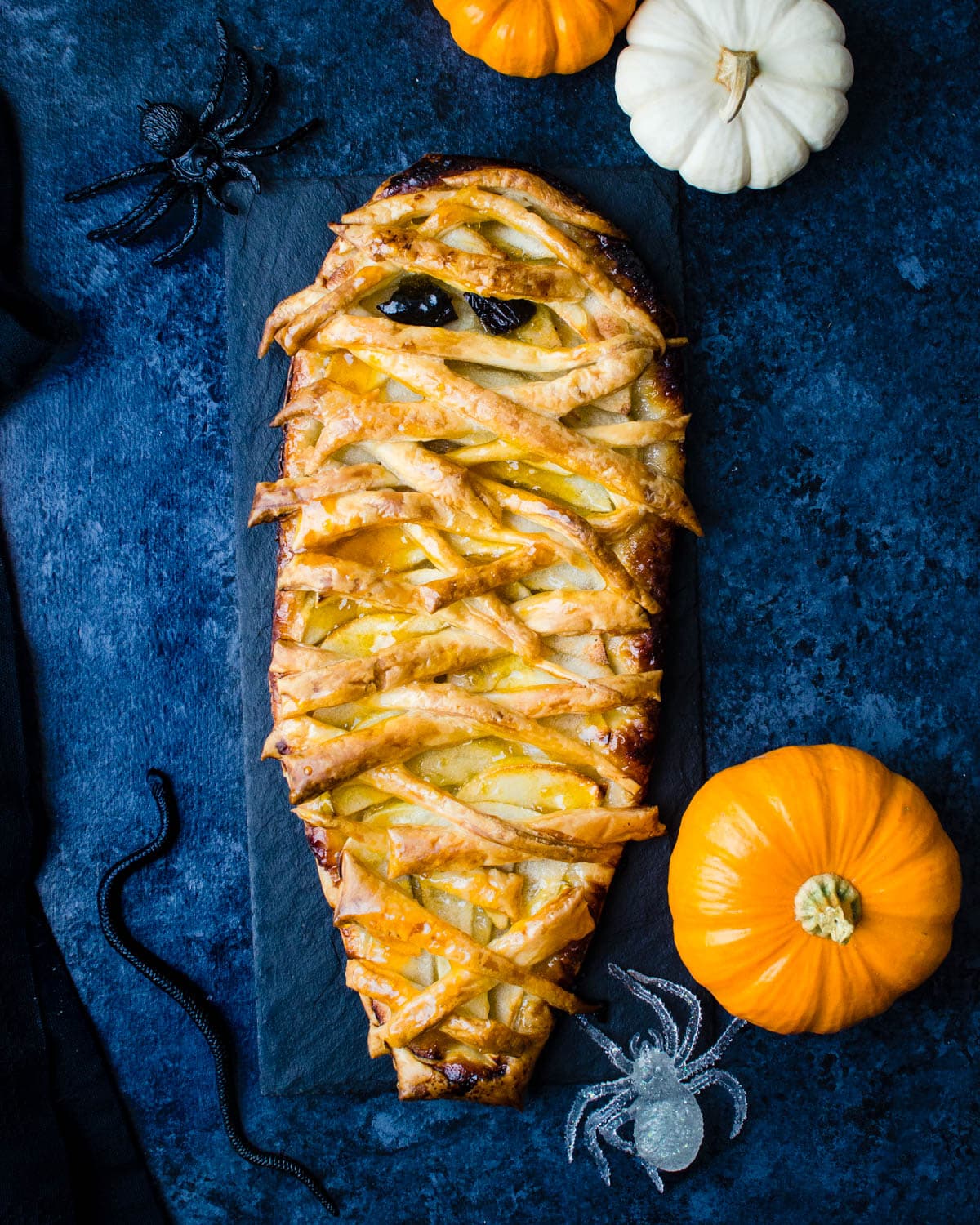A Halloween mummy apple tart.