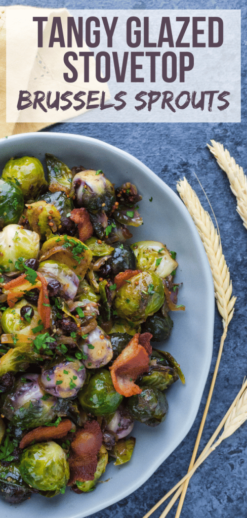 Brussels sprouts with bacon and maple syrup make a dynamite side dish for the holidays or anytime and these stovetop brussels sprouts are so simple to make. #stovetopbrusselssprouts #brusselssprouts #thanksgivingbrusselssprouts #christmasbrusselssprouts #thanksgiving #christmas #brusselssproutswithbaconandmaplesyrup #baconandbrusselssprouts #baconbrusselssprouts #sidedish #thanksgivingsidedish #easybrusselssprouts #glazedbrusselssprouts