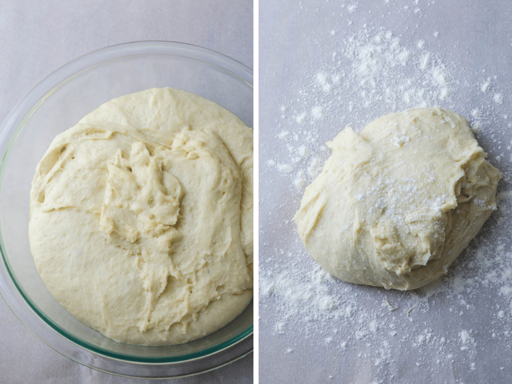 Homemade crescent rolls dough after rising