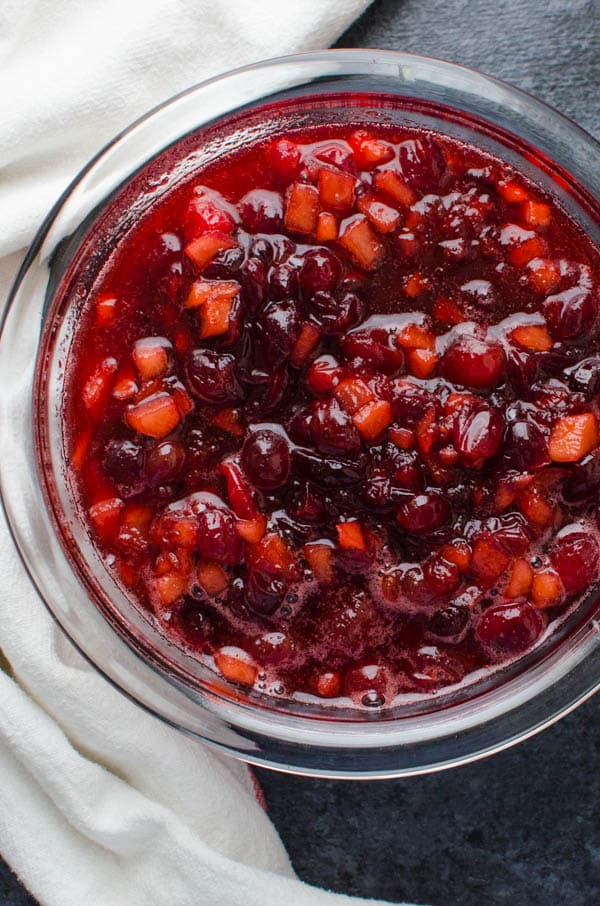 chilling the easy cranberry sauce.