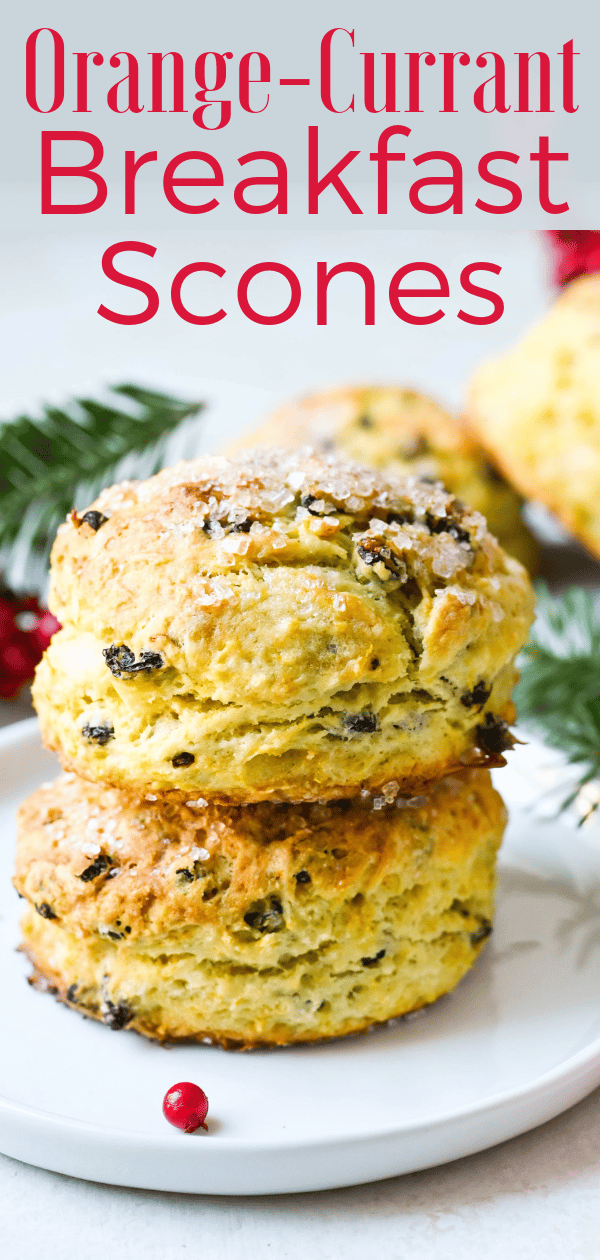 Homemade scones are easy to make and these Orange Currant Breakfast Scones are buttery, light & not too sweet. Make these butter scones for the holidays. #scones #homemadescones #breakfastscones #butterscones #teascones #brunch #breakfast #holidaybaking