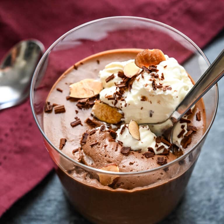 chocolate mousse with chocolate shavings.