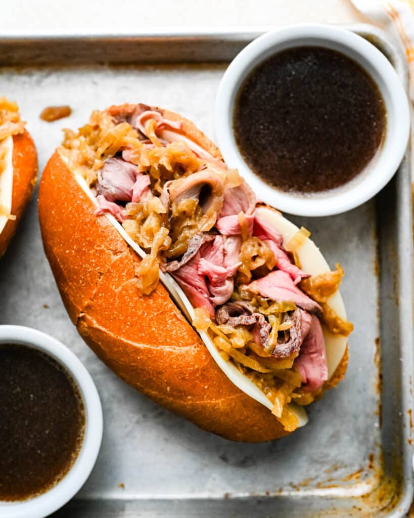 French Dip sandwiches with consomme.