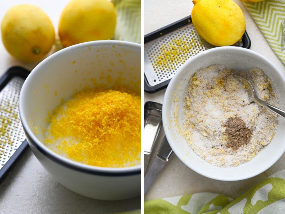 making lemon sugar filling.