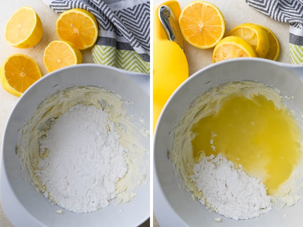 making lemon cream cheese glaze.