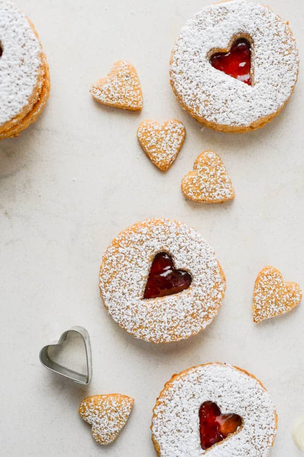 Linzer Style Hazelnut Spice Cookies ready for Valentine's Day.
