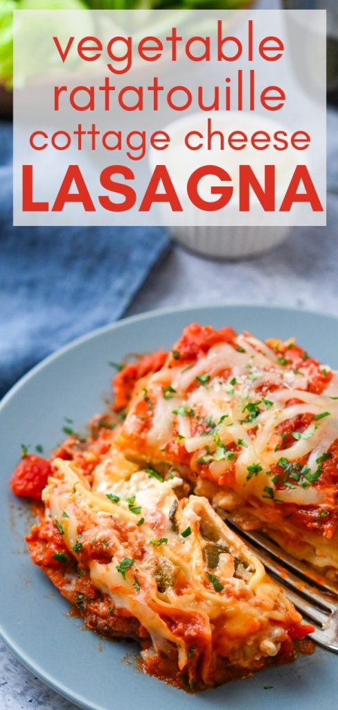 Want an easy lasagna with cottage cheese? My vegetable ratatouille baked lasagna recipe is it. It's an yummy, vegetarian cottage cheese lasagna with a kick. #vegetarianlasagna #lasagnarecipe #ratatouillelasagna