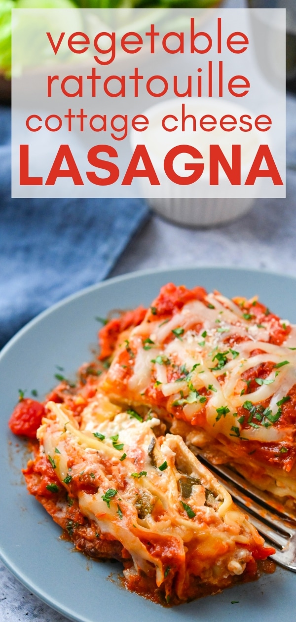 Want an easy lasagna with cottage cheese? My vegetable ratatouille baked lasagna recipe is it. It's an yummy, vegetarian cottage cheese lasagna with a kick. #vegetarianlasagna #lasagnarecipe #ratatouillelasagna