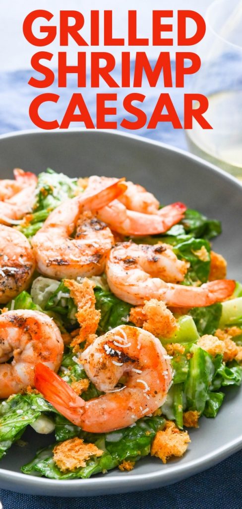 This old bay shrimp recipe makes the best Grilled Shrimp Caesar Salad, complete with a creamy caesar dressing. It tastes like a tropical vacation feels.
