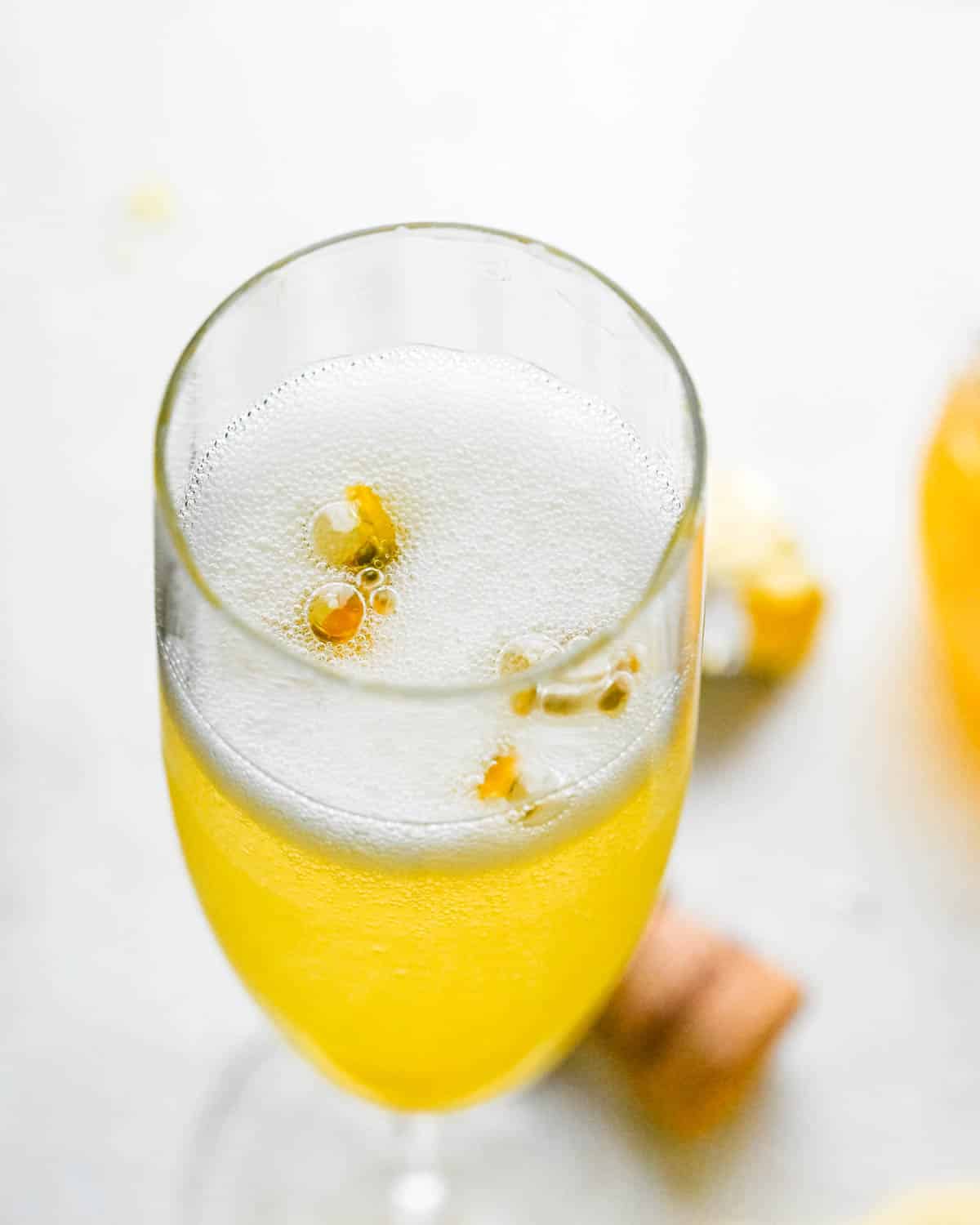 A passion fruit and champagne cocktail for brunch.