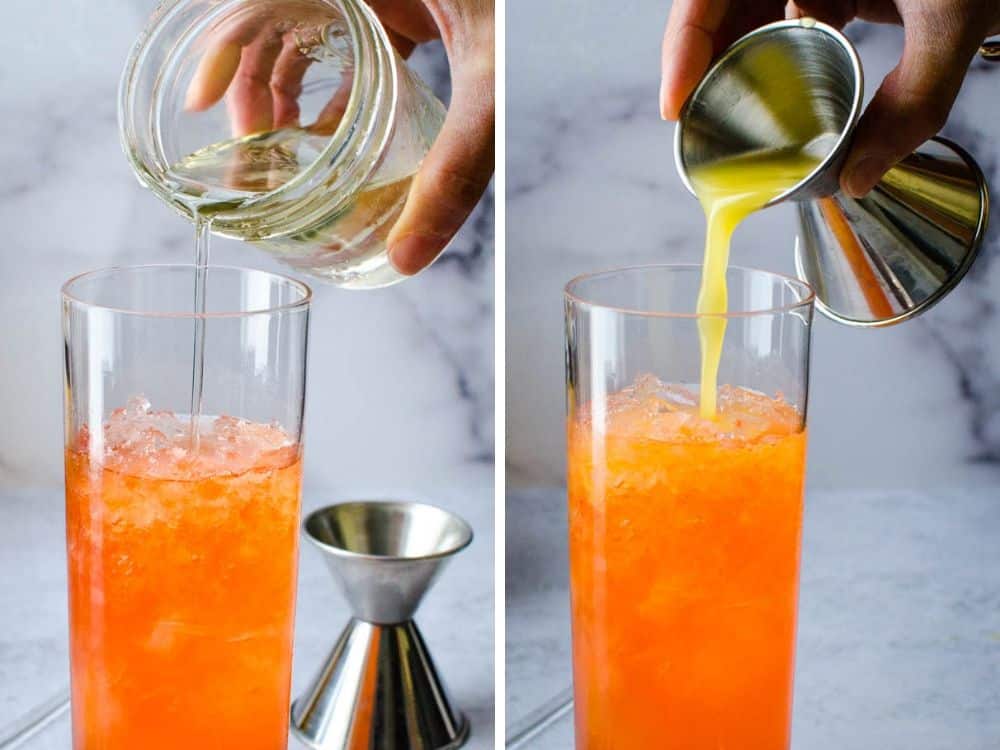 a dash of simple syrup and orange juice are added to the fruity rum drinks.