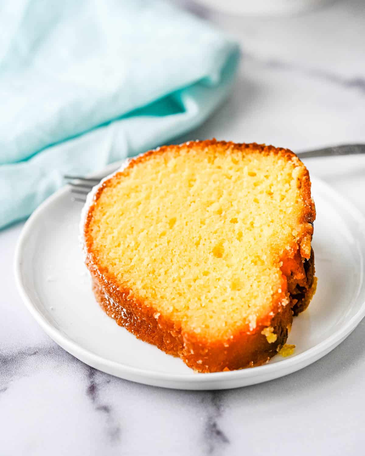 A slice of passion fruit cake.