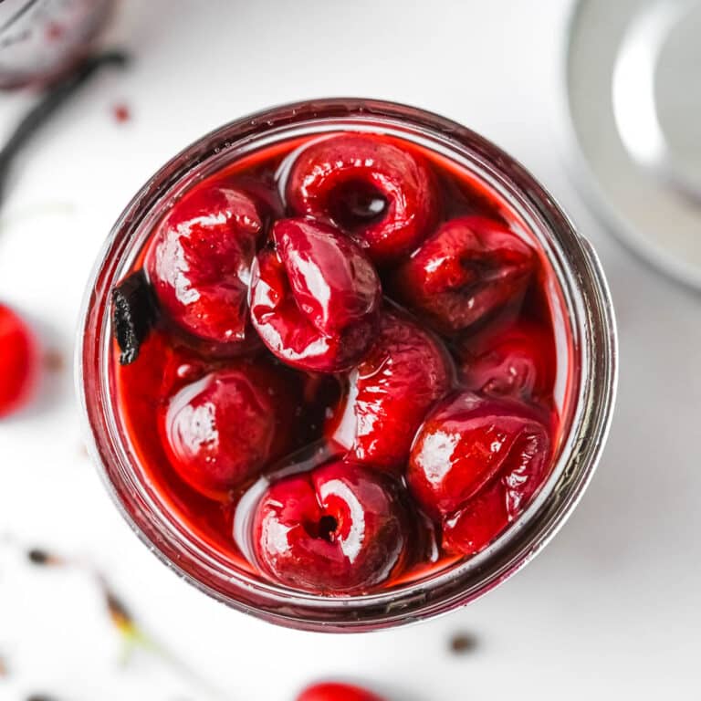 a jar of pickled cherries.