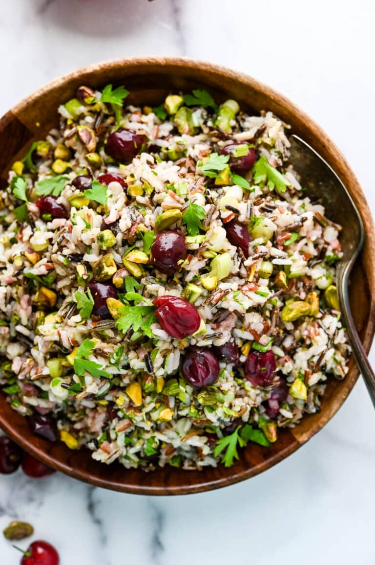 Cold Rice Salad with Pickled Cherries