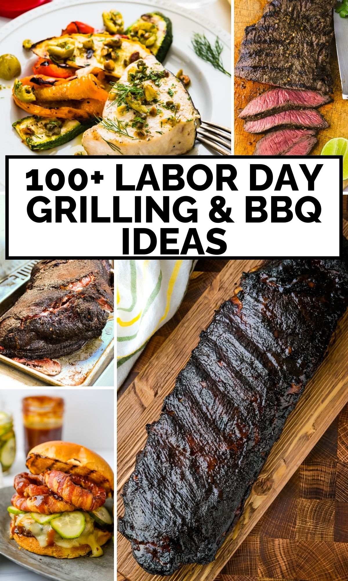 a collage of grilled and barbecued foods.