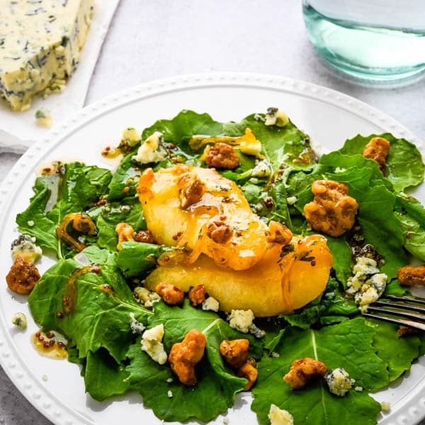 Caramelized Pear Salad with Gorgonzola and Candied Nuts