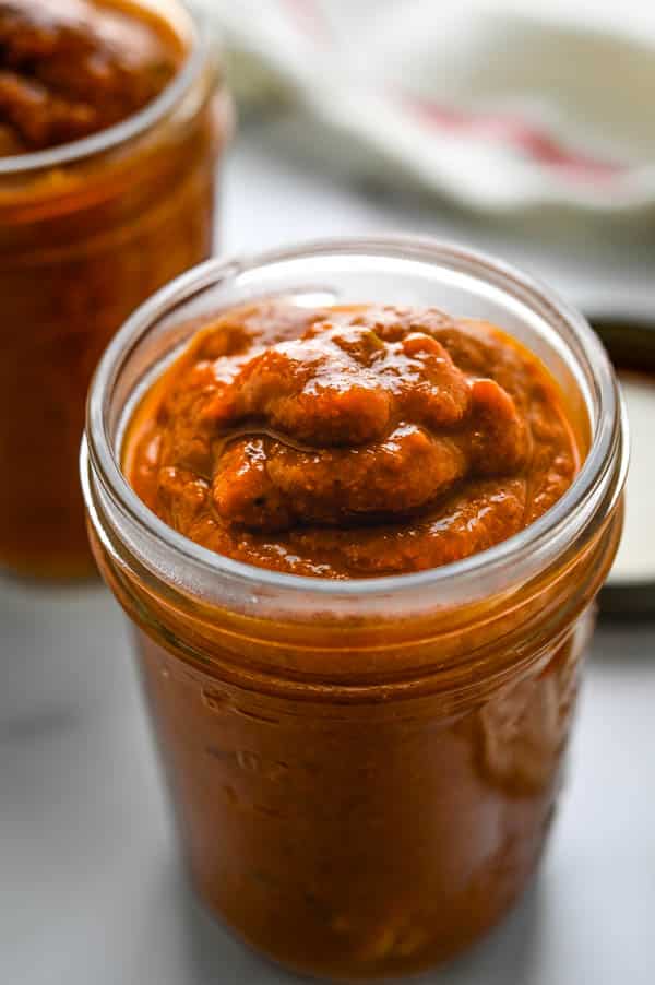 spicy bbq sauce in a jar.