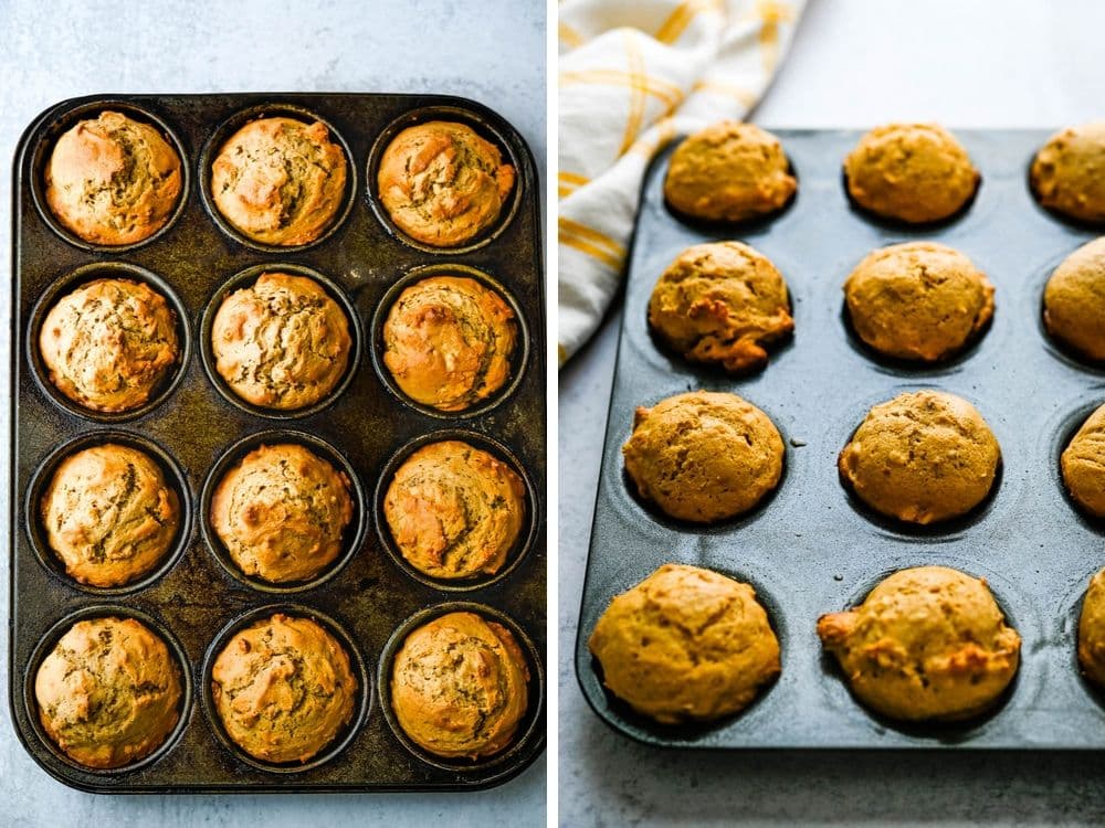 baking breakfast muffins in full size and mini muffins.