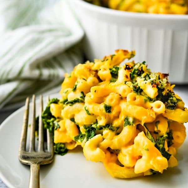 butternut macaroni and cheese with kale.