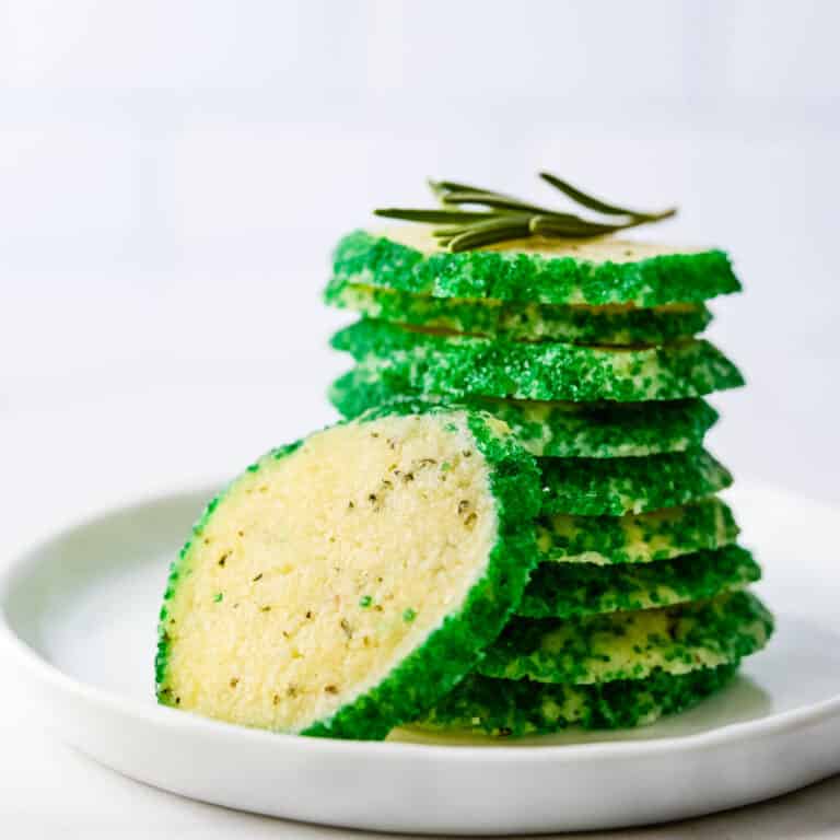 Serving Rosemary Cookies on a white plate.