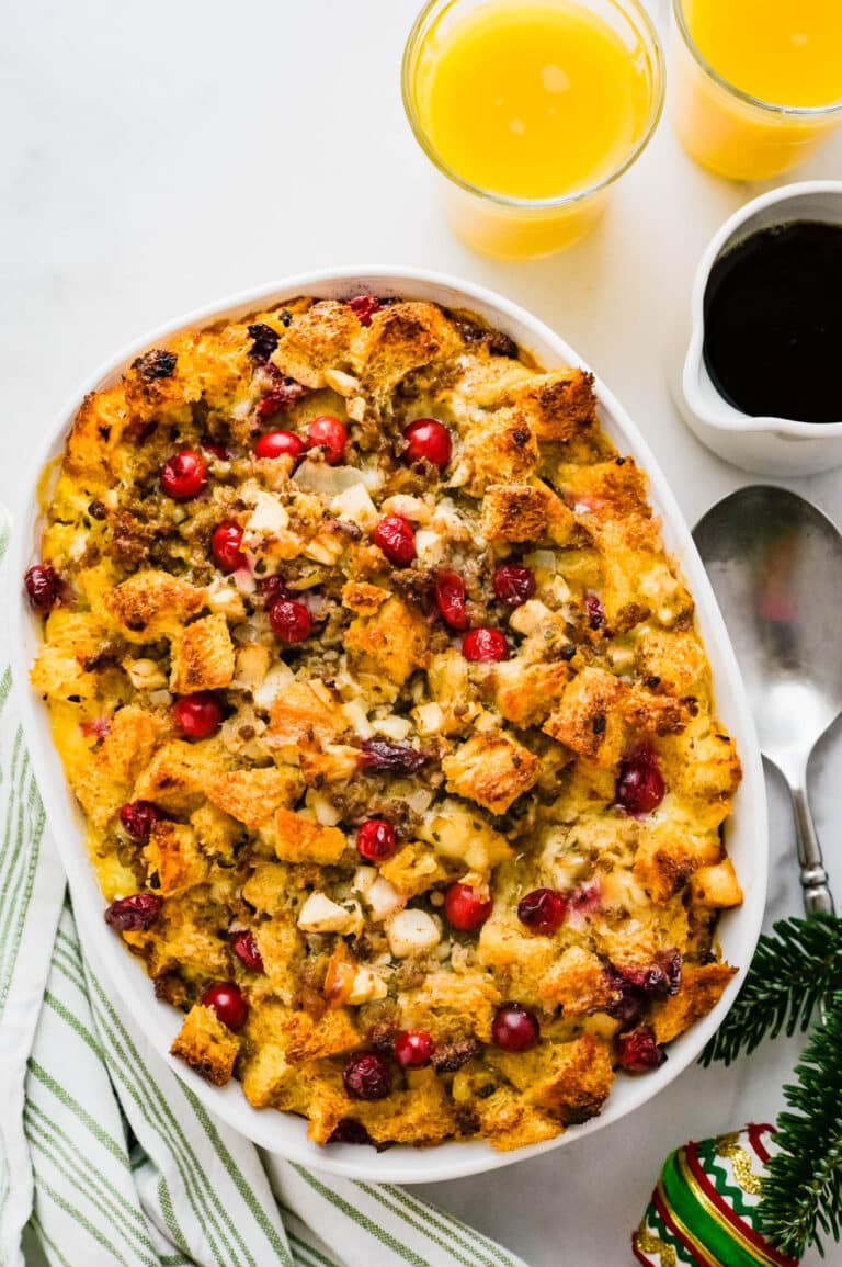 Oven French Toast with Sausage, Apples & Cranberries