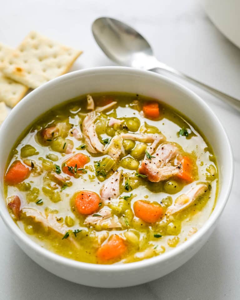 Green Pea Soup with Smoked Turkey Wings