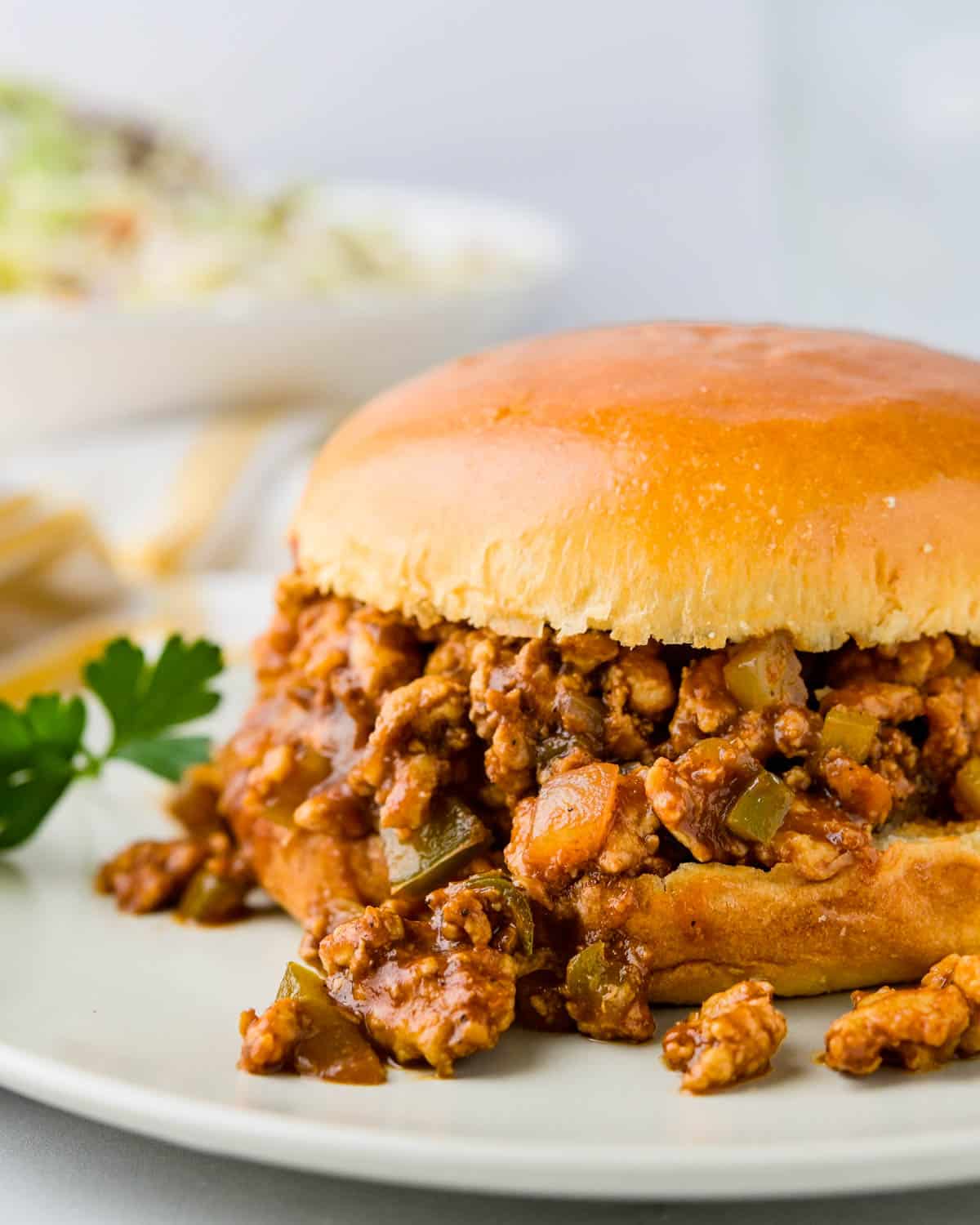 ground turkey sloppy joes on a plate.