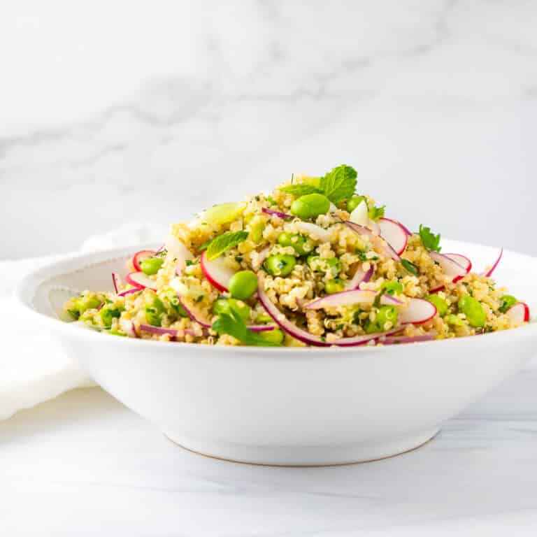 A serving of quinoa and edamame salad is a great side dish.