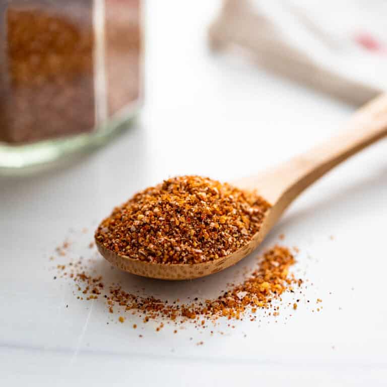 homemade chipotle dry rub on a spoon.