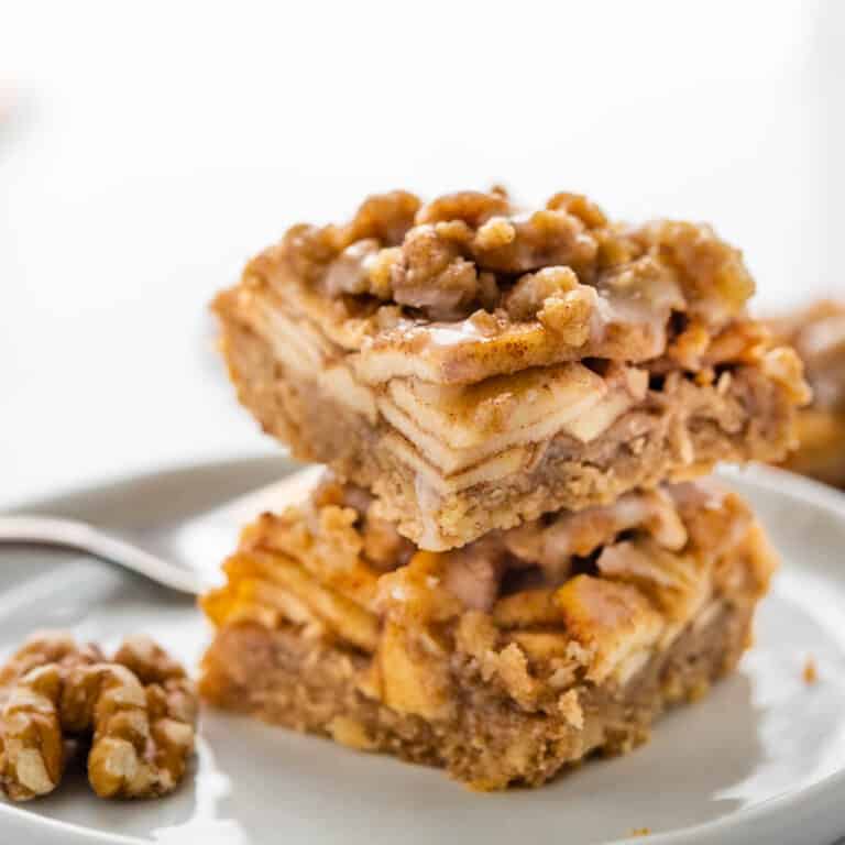 two stacked apple walnut bars.