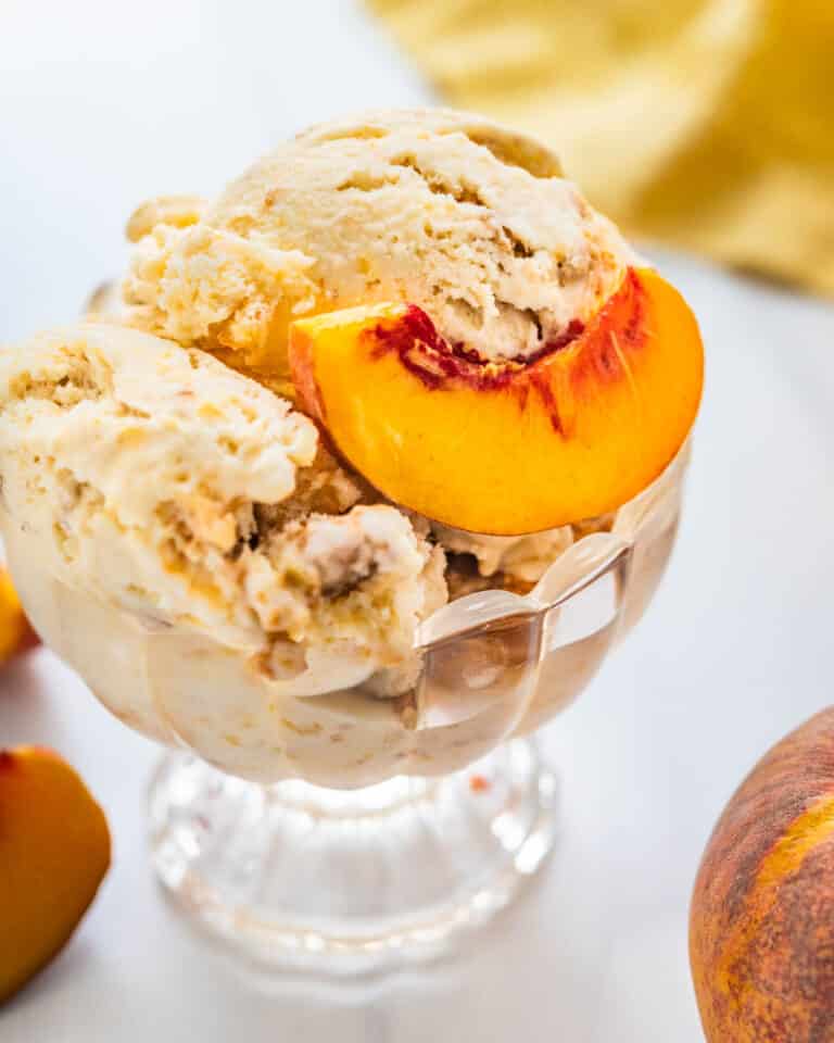 Peach Ice Cream with streusel swirl