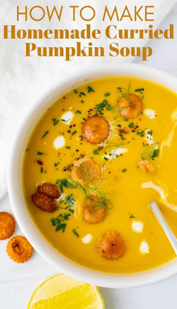 a pin for homemade curried pumpkin soup.
