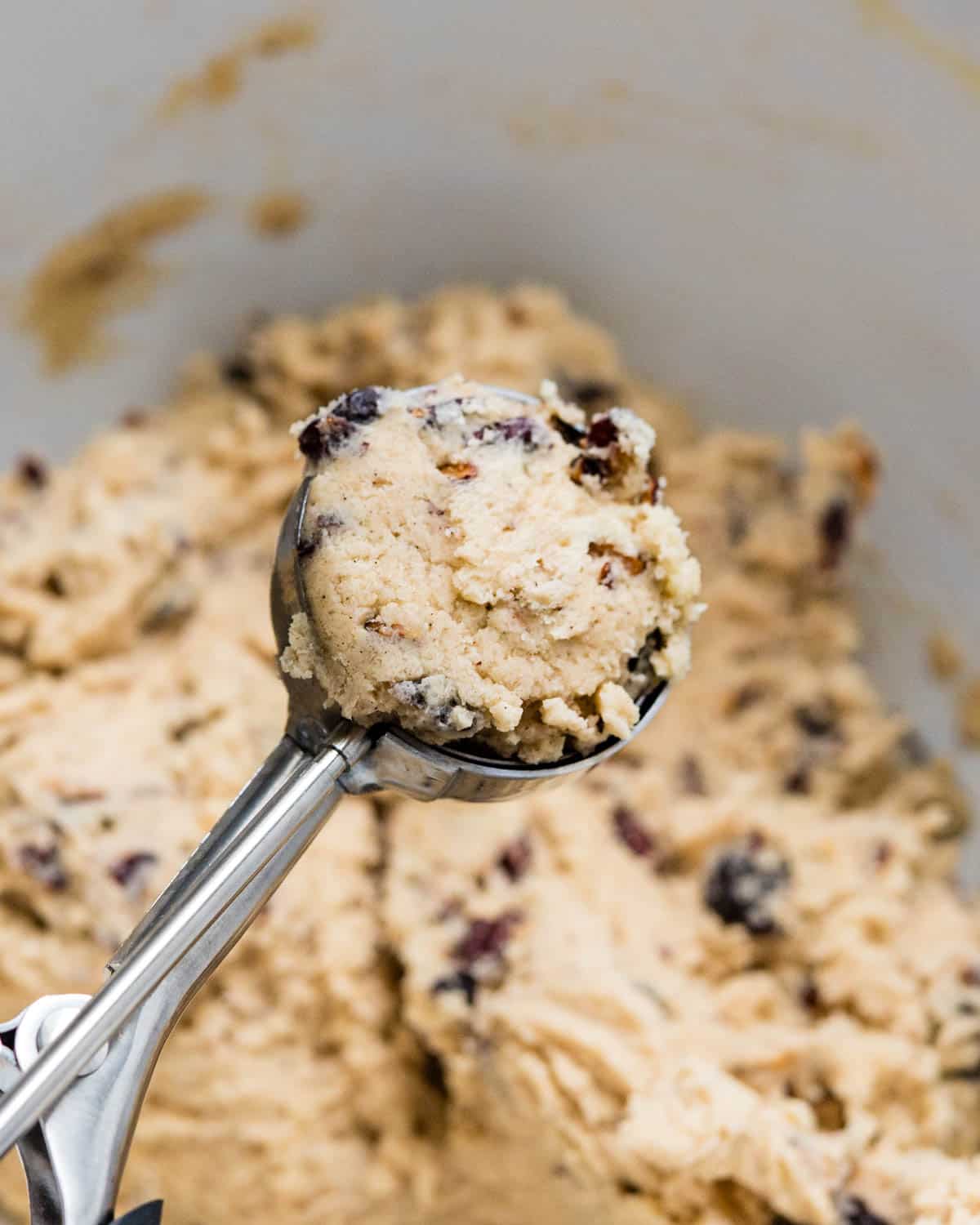 I am using a scoop to portion cookie dough.
