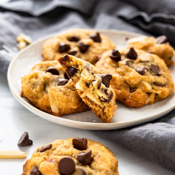 Chewy Coconut Almond Chocolate Chip Cookies