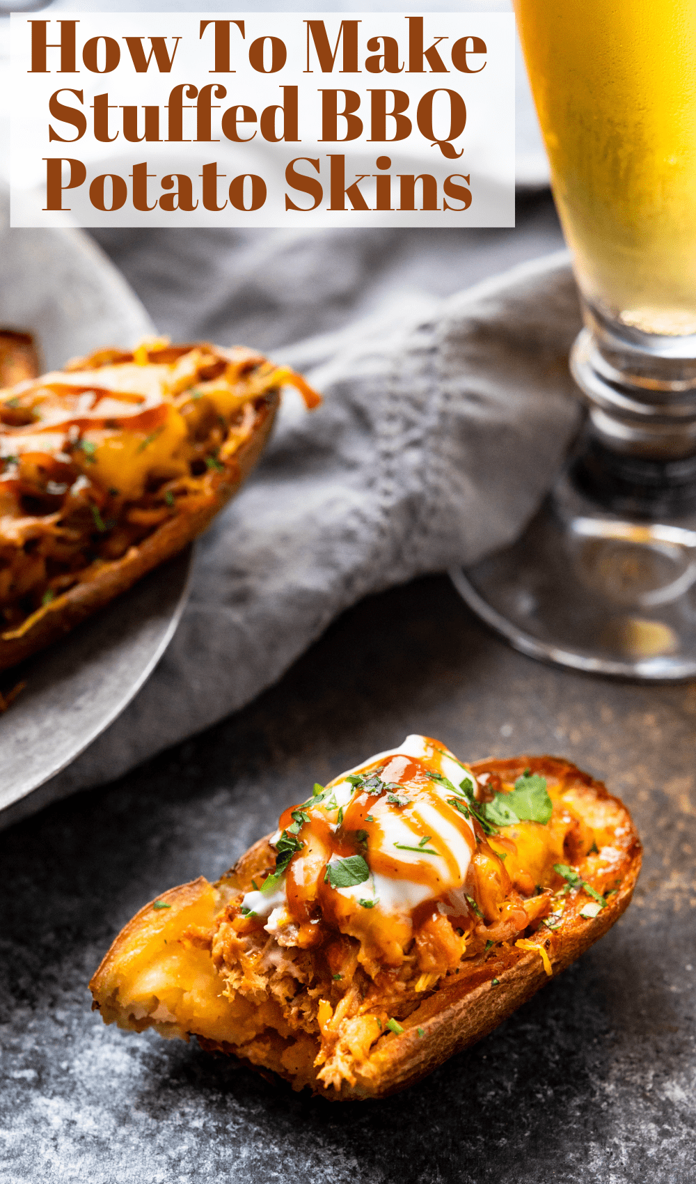 a pin of the pulled pork potato skins.