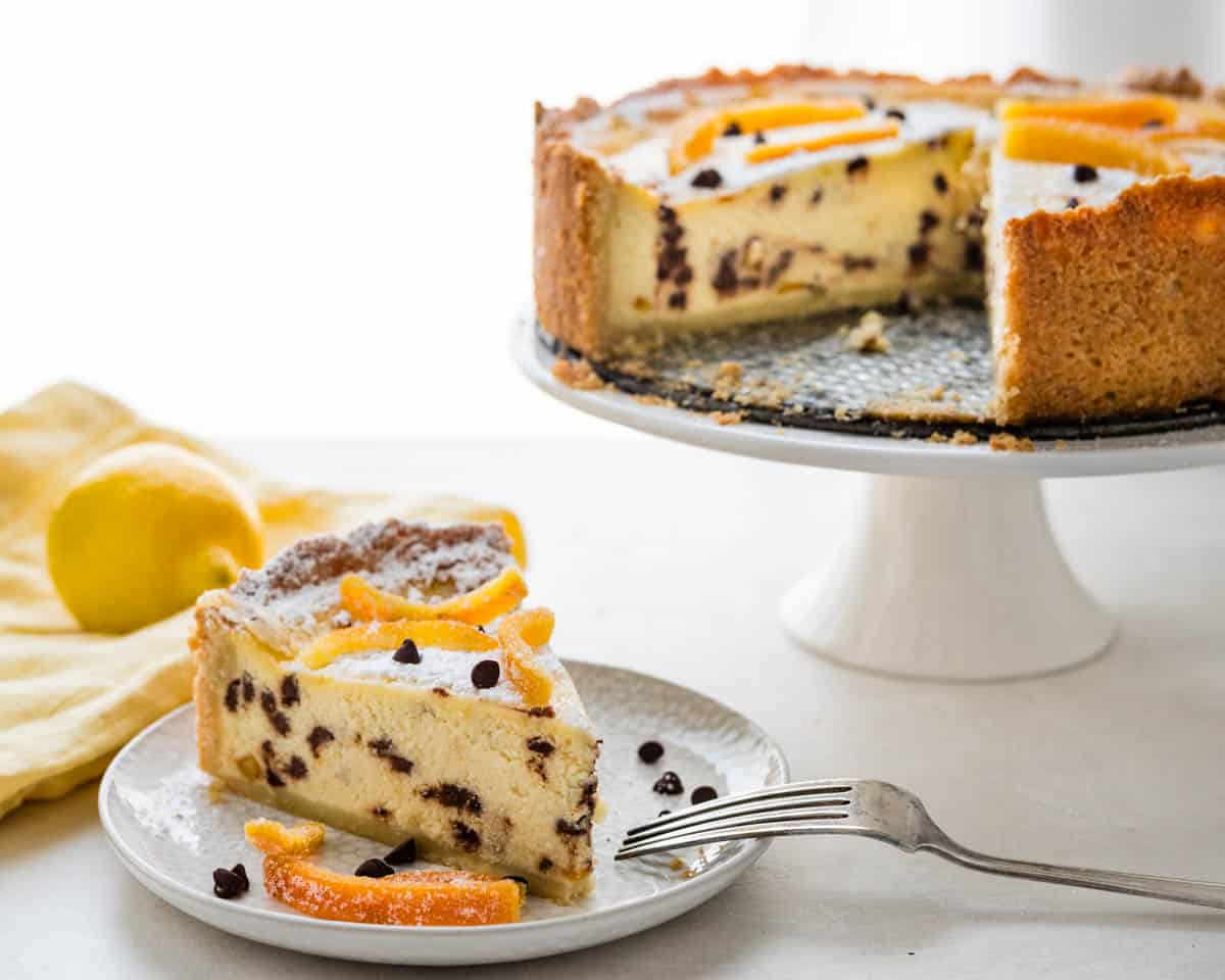 Serving Easter ricotta cheesecake with extra citron.