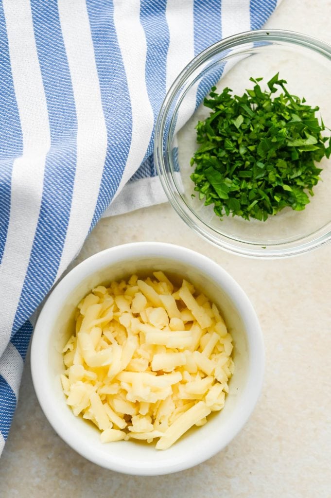 grated cheese and fresh chopped parsley.